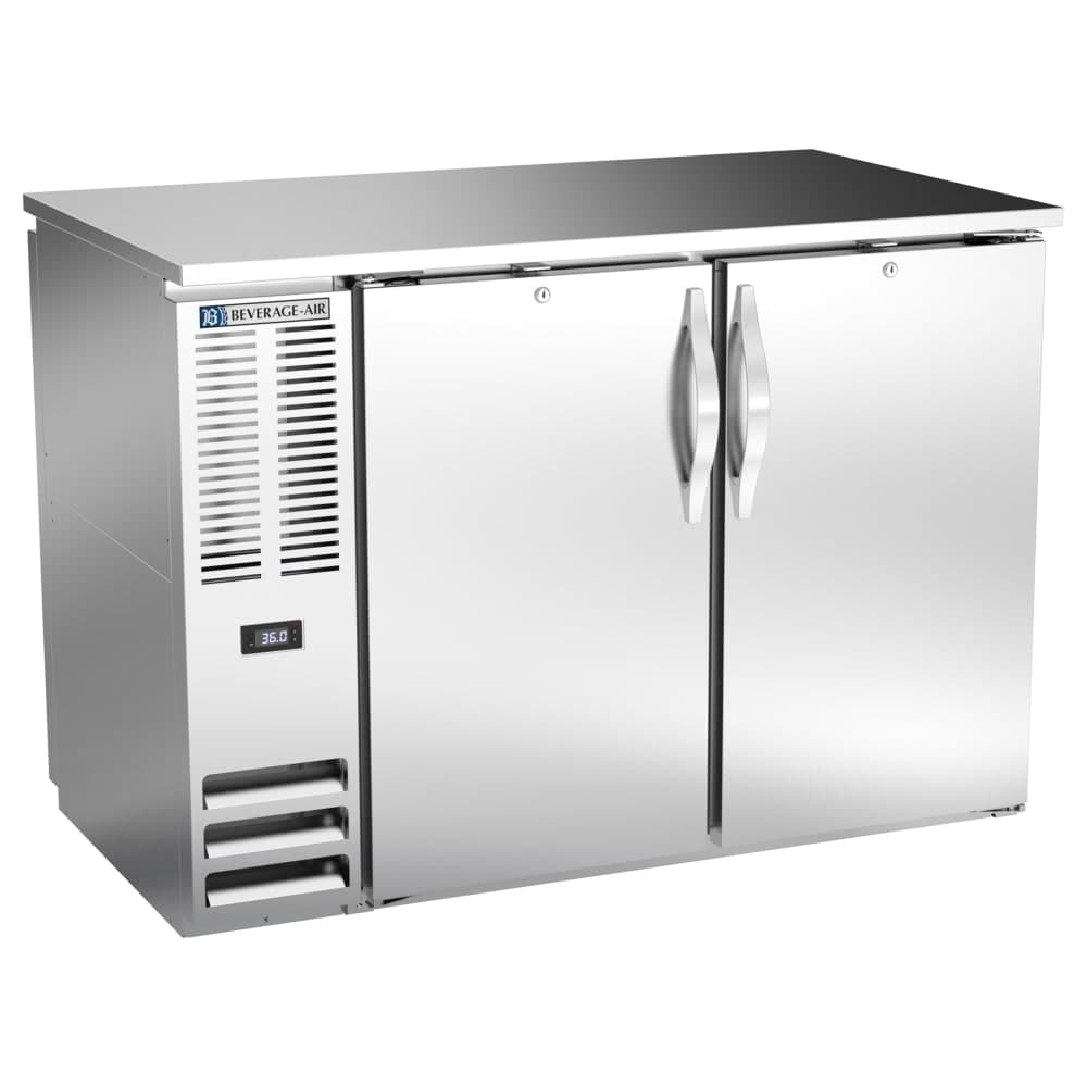 Beverage-Air BBN48HC-PT-S 48" Bar Refrigerator - 4 Swinging Solid Doors, Stainless, 115v