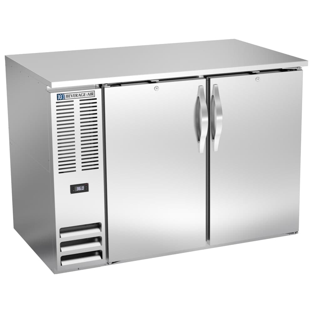 Beverage-Air BB48HC-S 48" Bar Refrigerator - 2 Swinging Solid Doors, Stainless, 115v