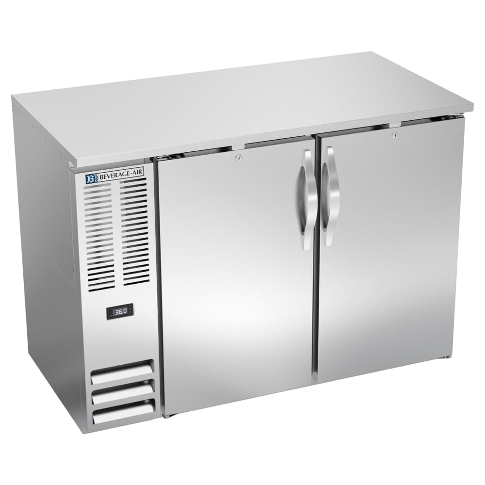 Beverage-Air BBN48HC-S 48" Bar Refrigerator - 2 Swinging Solid Doors, Stainless, 115v