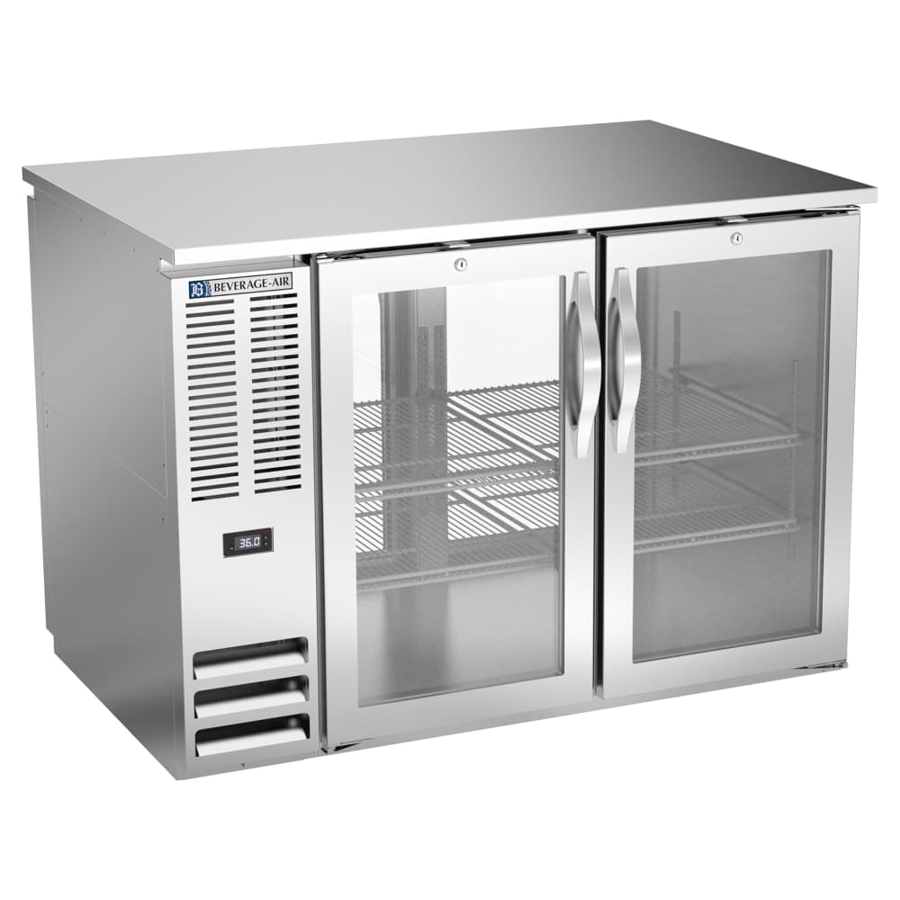 Beverage-Air BB48HC-FG-PT-S 48" Pass Thru Bar Refrigerator - 4 Swinging Glass Doors, Stainless, 115v
