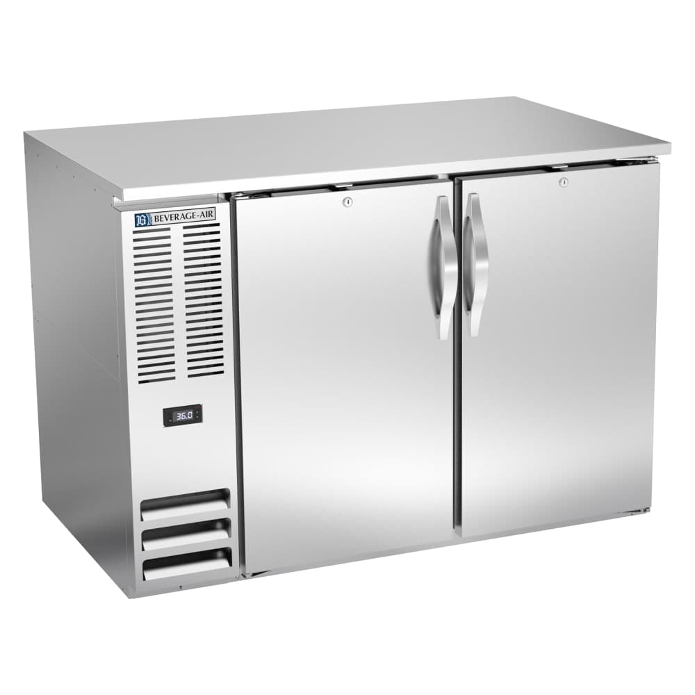 Beverage-Air BB48HC-F-S 48" Bar Refrigerator - 2 Swinging Solid Doors, Stainless, 115v