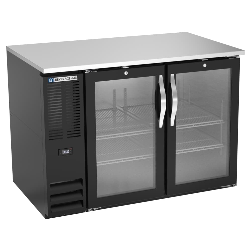 Beverage-Air BB48HC-G-B 48" Bar Refrigerator - 2 Swinging Glass Doors, Black, 115v