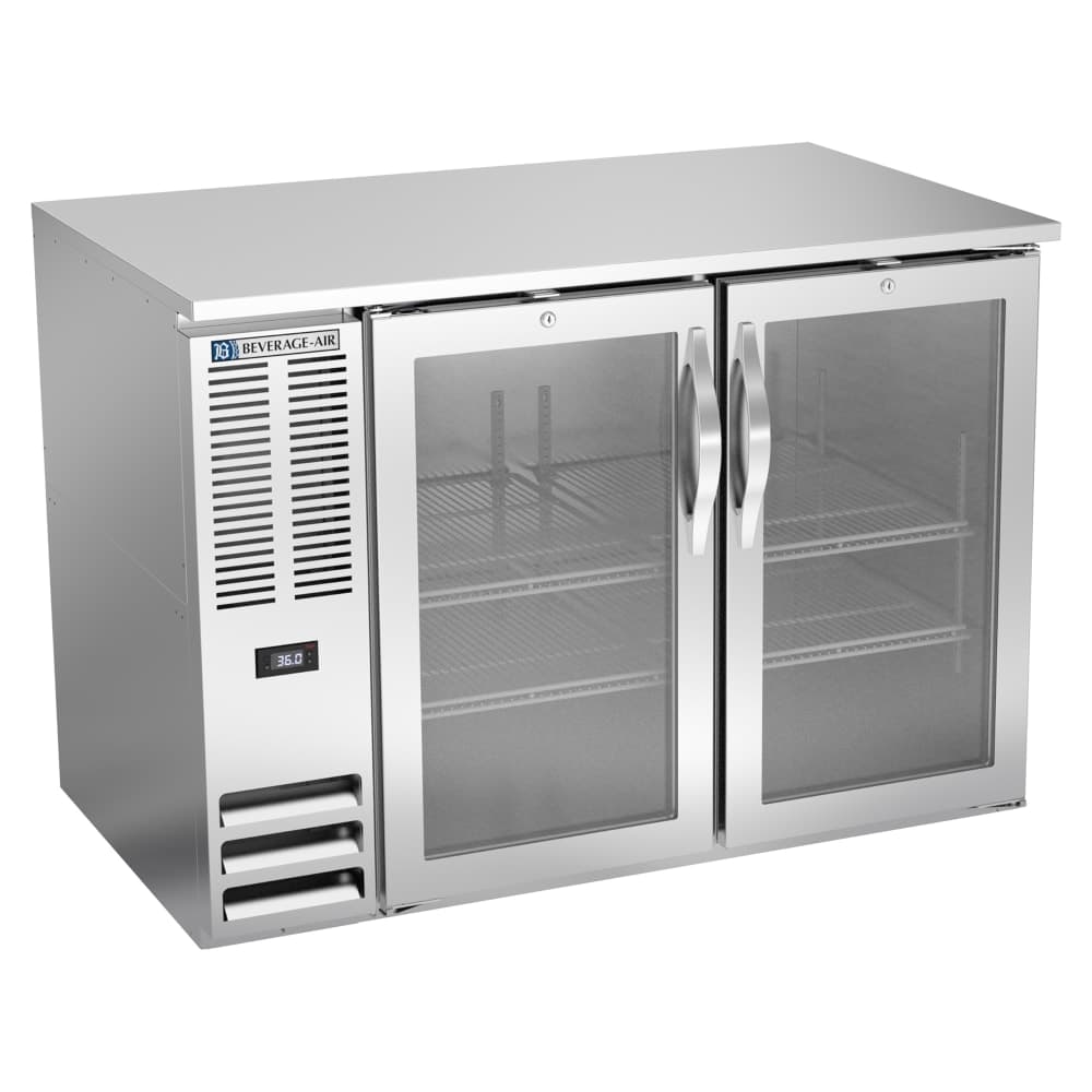 Beverage-Air BB48HC-G-S 48" Bar Refrigerator - 2 Swinging Glass Doors, Stainless, 115v