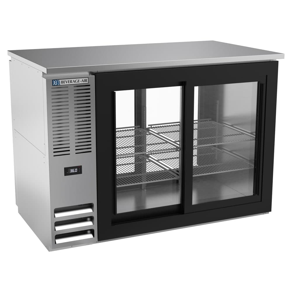 Beverage-Air BBN48HC-F-GS-PT-S 48" Pass Thru Bar Refrigerator - 4 Sliding Glass Doors, Stainless, 115v