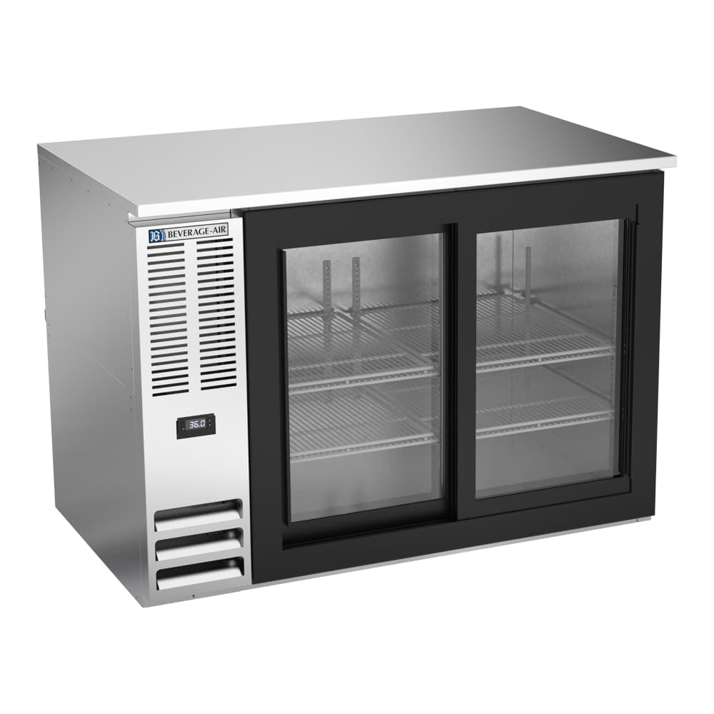 Beverage-Air BB48HC-GS-S 48" Bar Refrigerator - 2 Sliding Glass Doors, Stainless, 115v