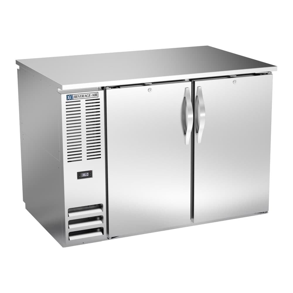Beverage-Air BB48HC-PT-S 48" Pass Thru Bar Refrigerator - 4 Swinging Solid Doors, Stainless, 115v
