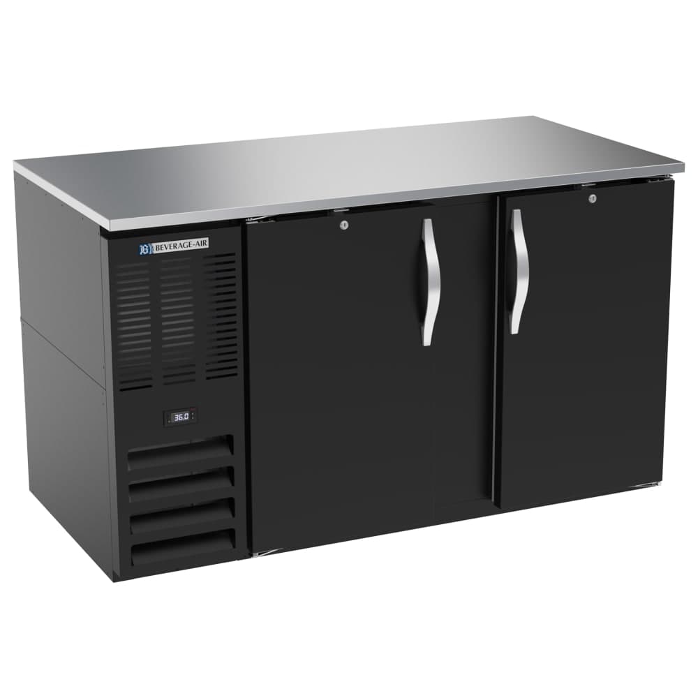 Beverage-Air BB58HC-B 58" Bar Refrigerator - 2 Swinging Solid Doors, Black, 115v