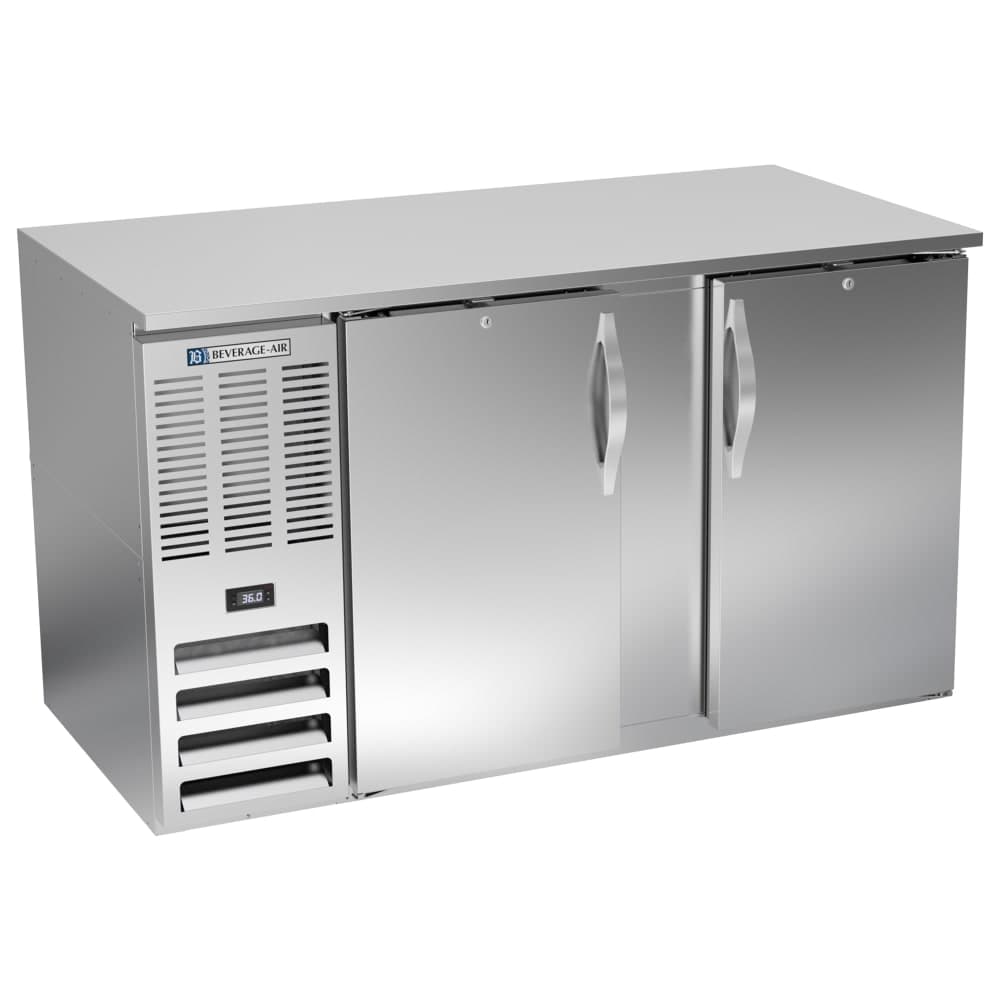 Beverage-Air BB58HC-F-S 58" Bar Refrigerator - 2 Swinging Solid Doors, Stainless, 115v