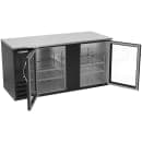 Beverage-Air BB68HC-G-B 69" Bar Refrigerator - 2 Swinging Glass Doors, Black, 115v thumbnail 2