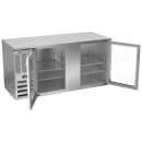 Beverage-Air BB68HC-FG-S 68" Bar Refrigerator - 2 Swinging Glass Doors, Stainless, 115v thumbnail 2