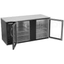 Beverage-Air BB68HC-G-B 68" Bar Refrigerator - 2 Swinging Glass Doors, Black, 115v thumbnail 2