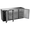 Beverage-Air BBN72HC-F-B 72" Bar Refrigerator - 3 Swinging Solid Doors, Black, 115v thumbnail 2