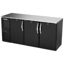 Beverage-Air BBN72HC-F-B 72" Bar Refrigerator - 3 Swinging Solid Doors, Black, 115v thumbnail 3