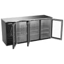 Beverage-Air BBN72HC-FG-B 72" Bar Refrigerator - 3 Swinging Glass Doors, Black, 115v thumbnail 2