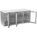 Beverage-Air BB72HC-FG-S 72" Bar Refrigerator - 3 Swinging Glass Doors, Stainless, 115v thumbnail 2