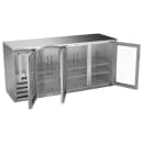 Beverage-Air BBN72HC-FG-S 72" Bar Refrigerator - 3 Swinging Glass Doors, Stainless, 115v thumbnail 2