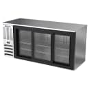 Beverage-Air BB72HC-F-GS-S 72" Bar Refrigerator - 3 Sliding Glass Doors, Stainless, 115v thumbnail 3
