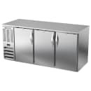 Beverage-Air BB72HC-F-S 72" Bar Refrigerator - 3 Swinging Solid Doors, Stainless, 115v thumbnail 3