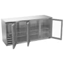 Beverage-Air BBN72HC-G-S 72" Bar Refrigerator - 3 Swinging Glass Doors, Stainless, 115v thumbnail 2