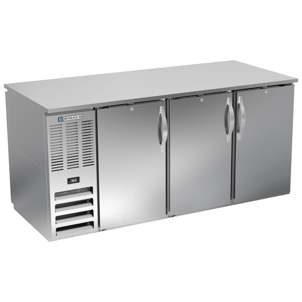 Beverage-Air BB72HC-PT-S 72" Bar Refrigerator - 6 Swinging Solid Doors, Stainless, 115v