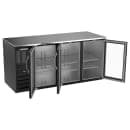 Beverage-Air BB72HC-FG-B 72" Bar Refrigerator - 3 Swinging Glass Doors, Black, 115v thumbnail 2
