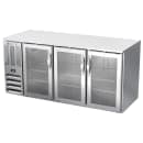 Beverage-Air BB72HC-FG-S 72" Bar Refrigerator - 3 Swinging Glass Doors, Stainless, 115v thumbnail 3