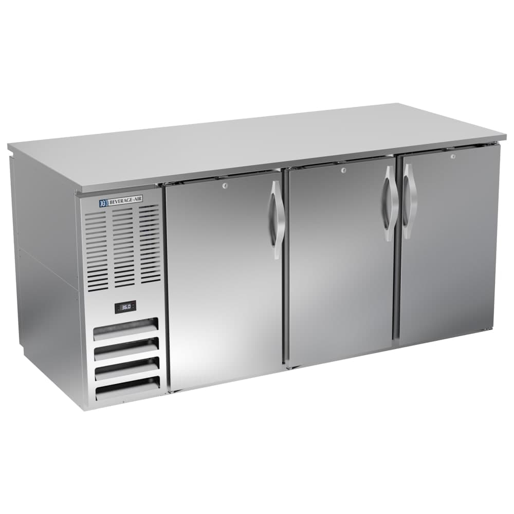 Beverage-Air BB72HC-F-PT-S 72" Pass Thru Bar Refrigerator - 6 Swinging Solid Doors, Stainless, 115v