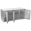 Beverage-Air BB72HC-F-S 72" Bar Refrigerator - 3 Swinging Solid Doors, Stainless, 115v thumbnail 2