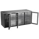 Beverage-Air BB72HC-G-B 72" Bar Refrigerator - 3 Swinging Glass Doors, Black, 115v thumbnail 2