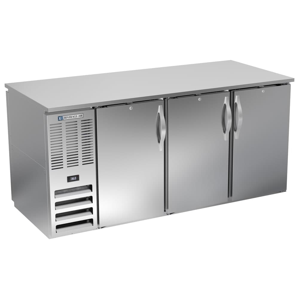 Beverage-Air BB72HC-PT-S 72" Pass Thru Bar Refrigerator - 6 Swinging Solid Doors, Stainless, 115v