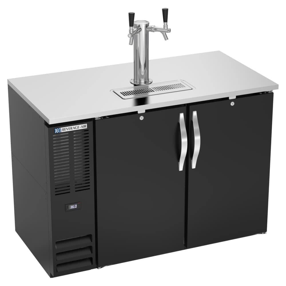 Beverage-Air DDN48HC-B 48" Kegerator Beer Dispenser w/ (2) Keg Capacity - (1) Column, Black, 115v