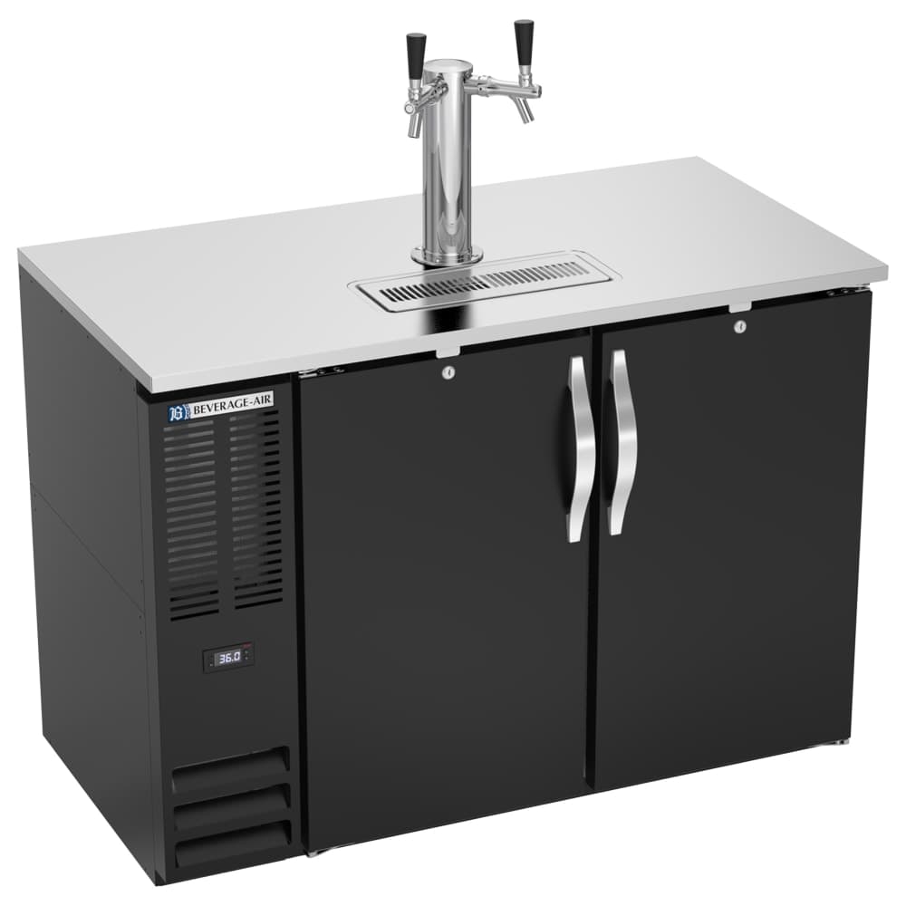 Beverage-Air DDN48HC-B 48" Kegerator Beer Dispenser w/ (2) 1/2 Keg Capacity - (1) Column, Black, 115v