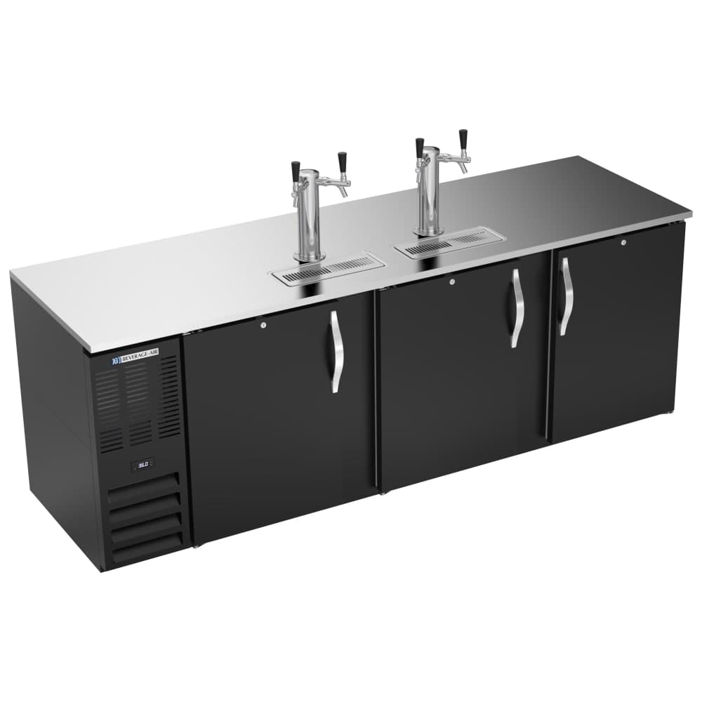 Beverage-Air DD94HC-B 95" Kegerator Beer Dispenser w/ (5) Keg Capacity - (2) Column, Black, 115v