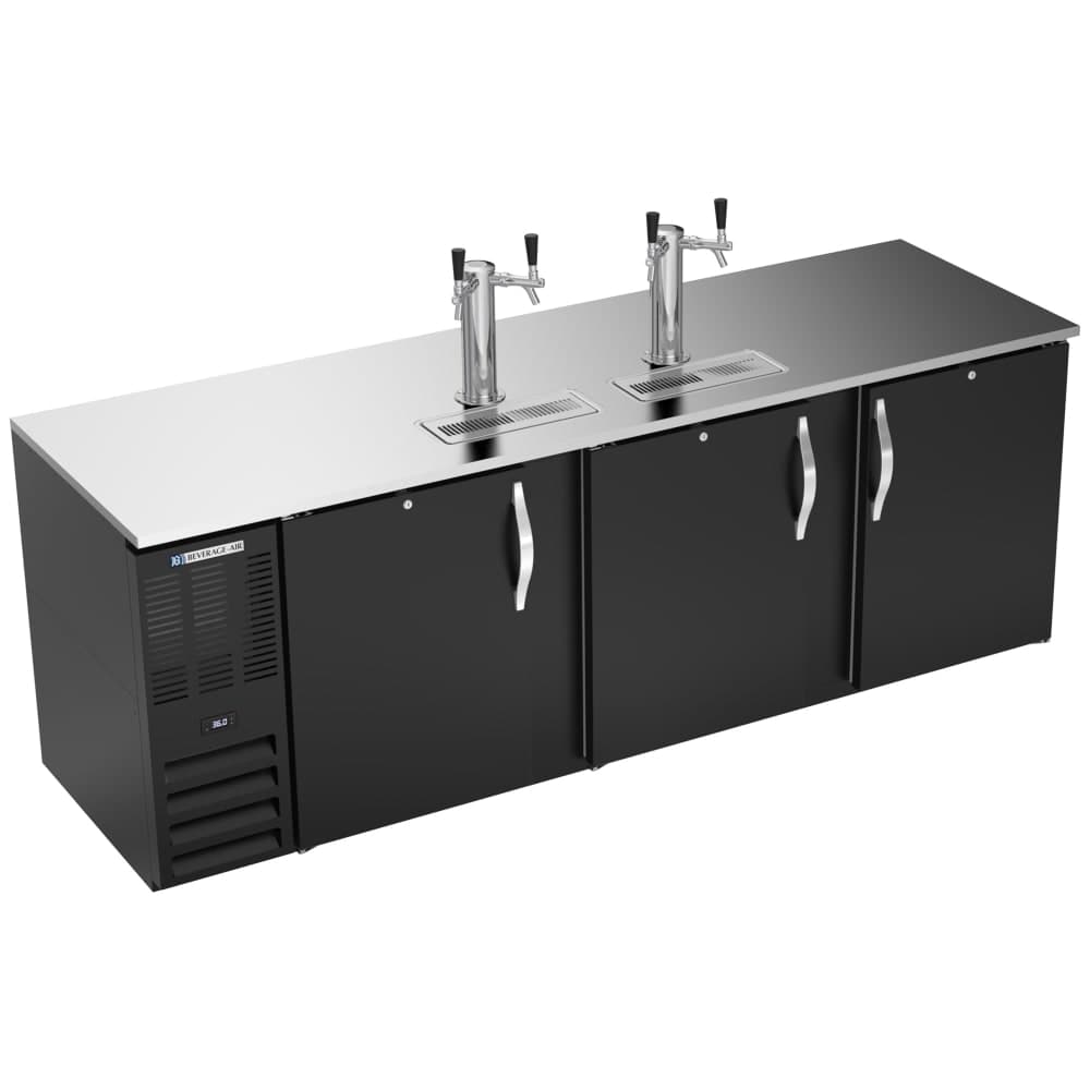 Beverage-Air DD94HC-B 94" Kegerator Beer Dispenser w/ (5) 1/2 Keg Capacity - (2) Columns, Black, 115v