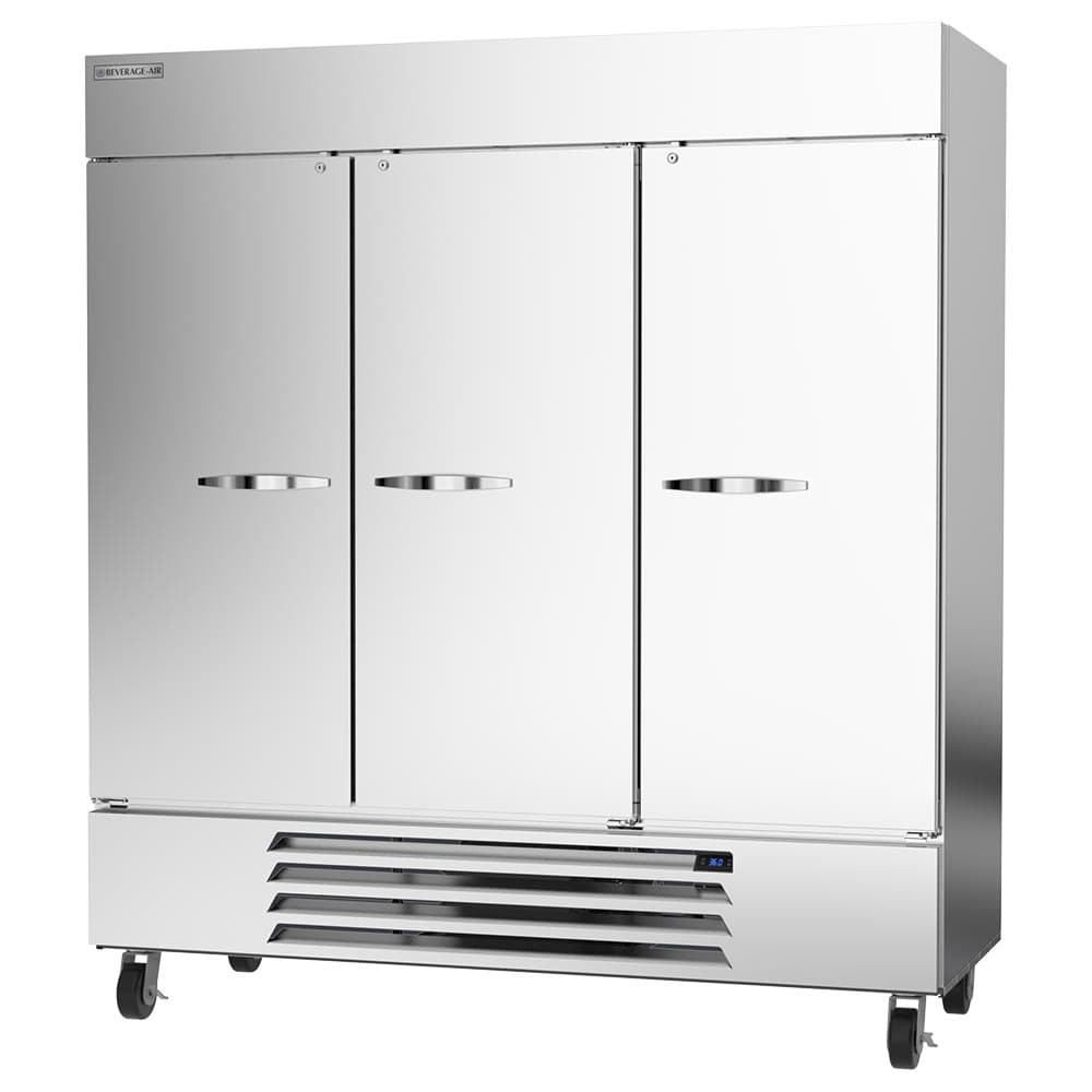 Beverage-Air HBR72HC-1 75" Three Section Reach In Refrigerator, (3) Left/Right Hinge Solid Doors, 115v