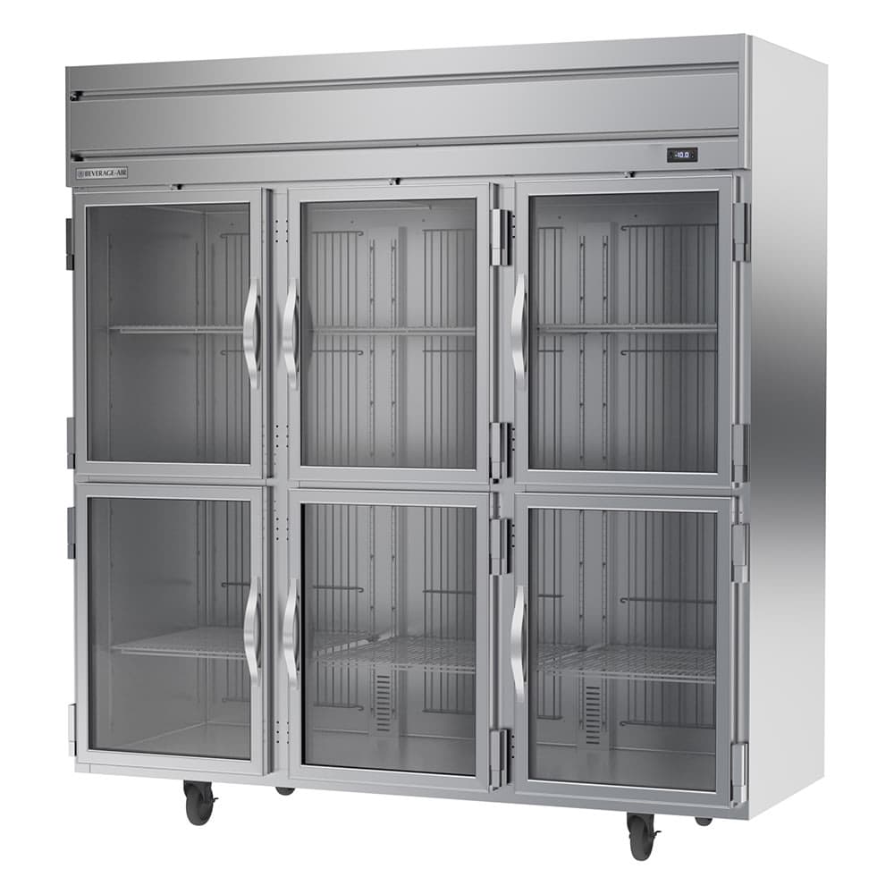 Beverage-Air HFPS3HC-1HG 78" Horizon Series Three Section Reach In Freezer, (6) Left/Right Hinge Glass Doors, 115v