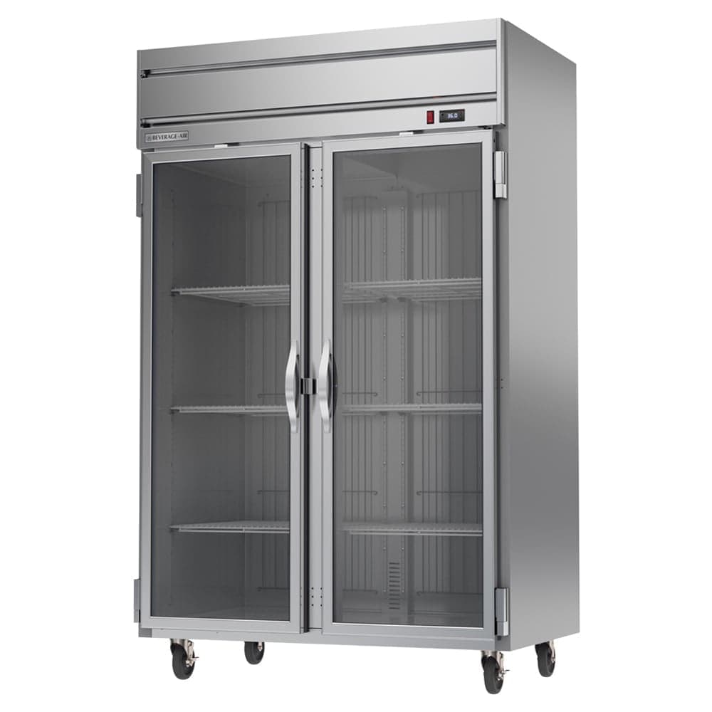 Beverage-Air HR2HC-1G 52" Two Section Reach In Refrigerator, (2) Left/Right Hinge Glass Doors, 115v