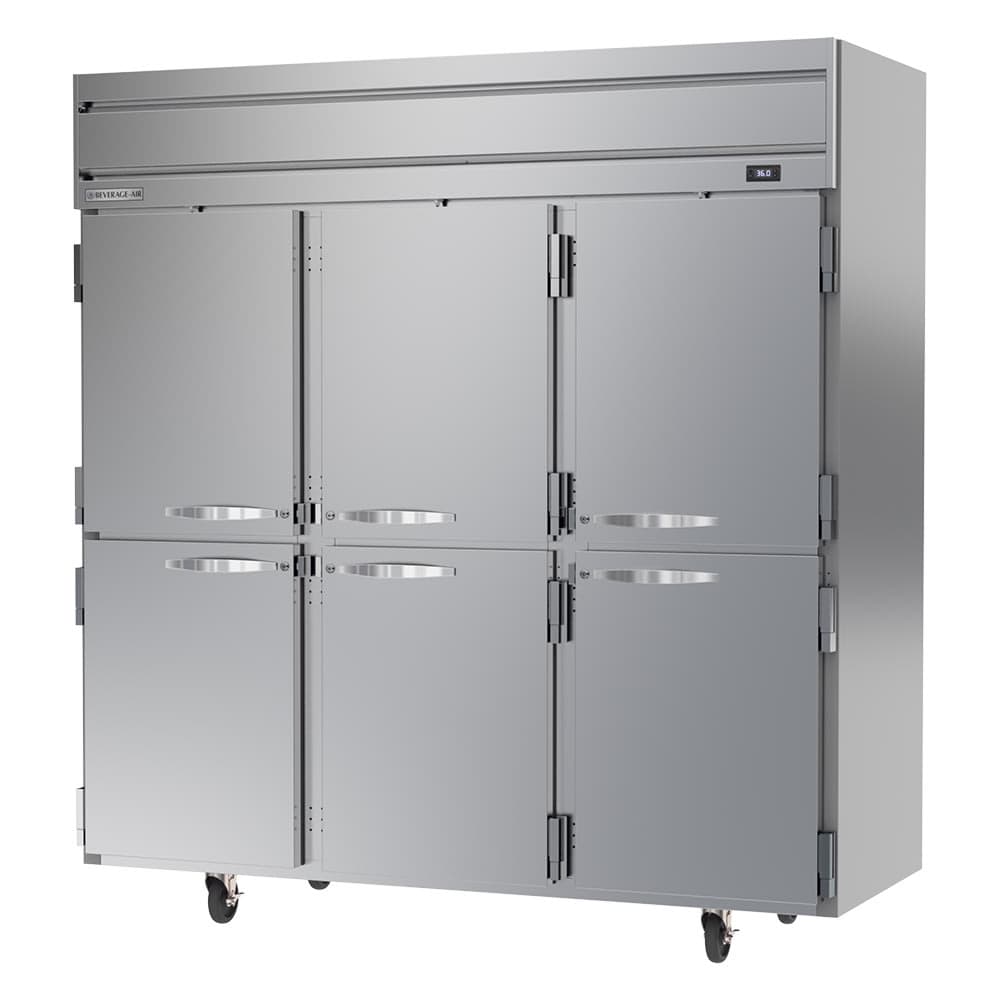 Beverage-Air HR3HC-1HS 78" Three Section Reach In Refrigerator - (6) Left/Right Hinge Solid Doors, 115v