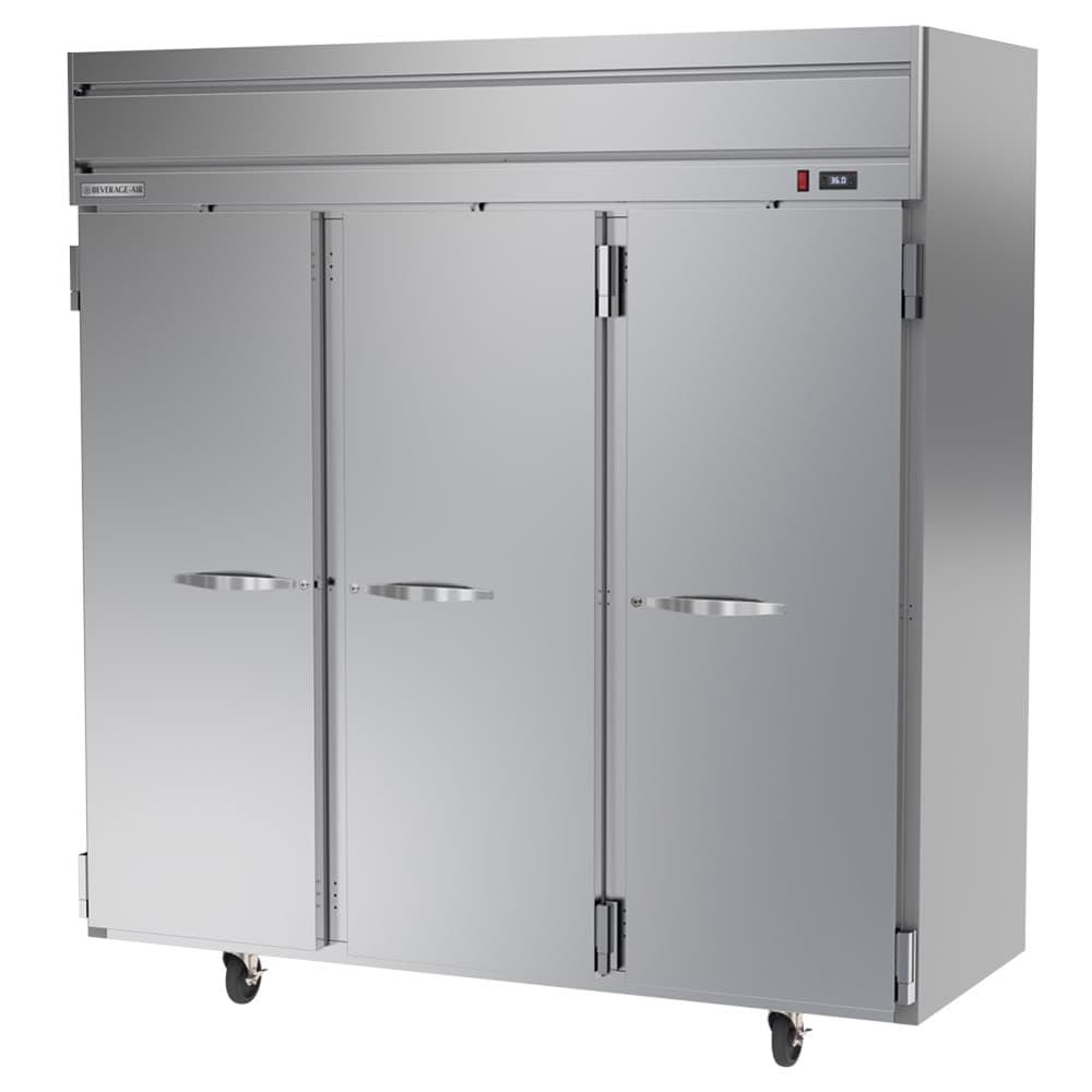 Beverage-Air HR3HC-1S 78" Three Section Reach In Refrigerator, (3) Left/Right Hinge Solid Doors, 115v