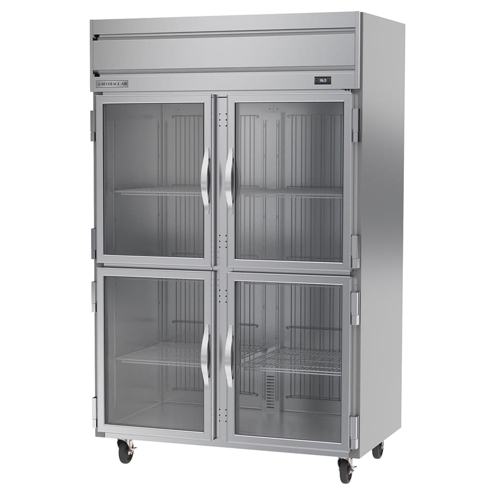 Beverage-Air HRS2HC-1HG 52" Two Section Reach In Refrigerator, (4) Left/Right Hinge Glass Doors, 115v