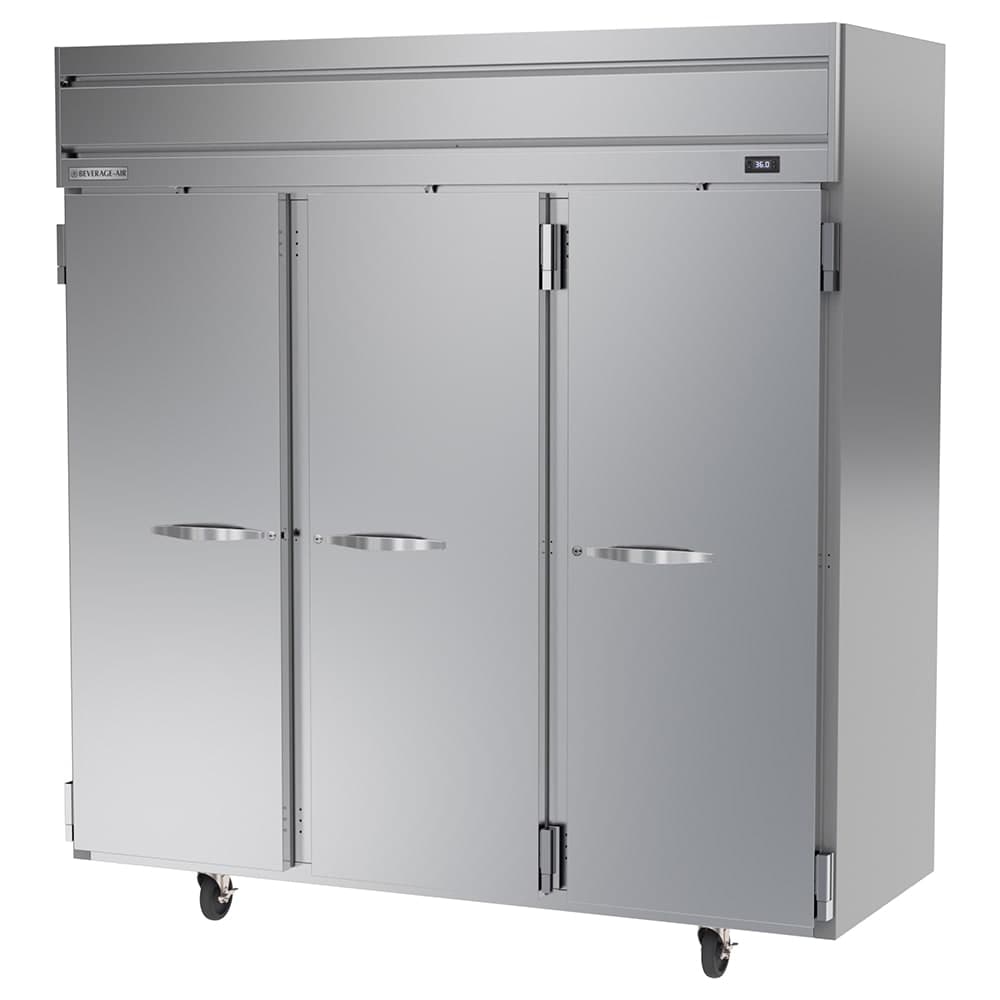 Beverage-Air HRS3HC-1S 78" Three Section Reach In Refrigerator, (3) Left/Right Hinge Solid Doors, 115v