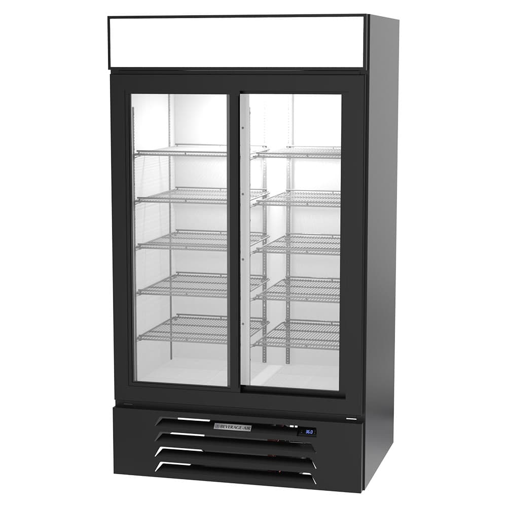 Beverage-Air MMR38HC-1-B 43 1/2" MarketMax™ Two Section Glass Door Merchandiser - (2) Sliding Doors, Black, 115v