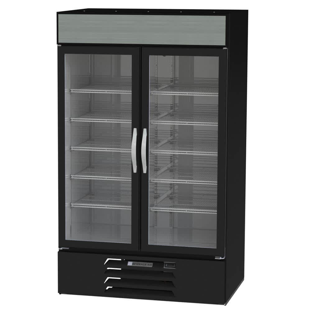 Beverage-Air MMR44HC-1-B-IQ 47" MarketMax™ Two Section Glass Door Merchandiser - (2) Left/Right Hinge Swing Doors, Black, 115v