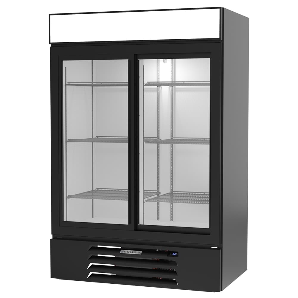 Beverage-Air MMR45HC-1-B 52" MarketMax™ Two Section Glass Door Merchandiser - (2) Sliding Doors, Black, 115v