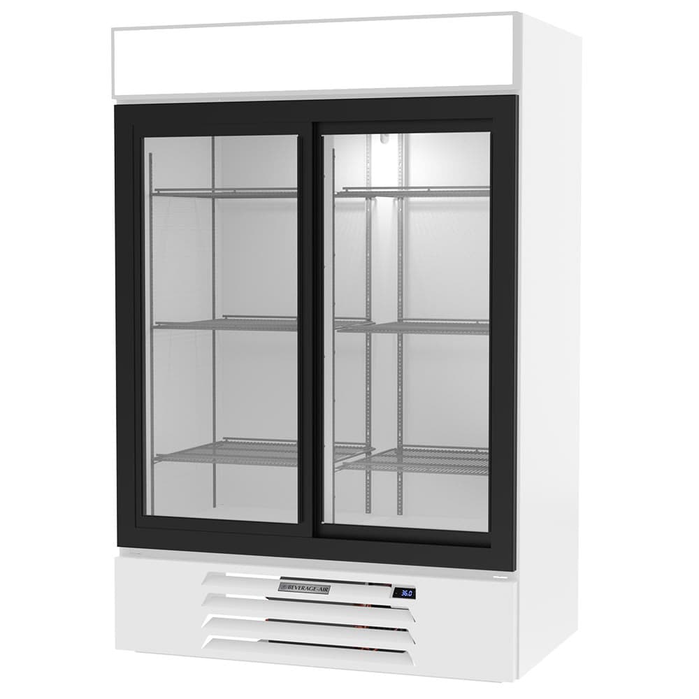 Beverage-Air MMR45HC-1-W 52" MarketMax™ Two Section Glass Door Merchandiser - (2) Sliding Doors, White, 115v