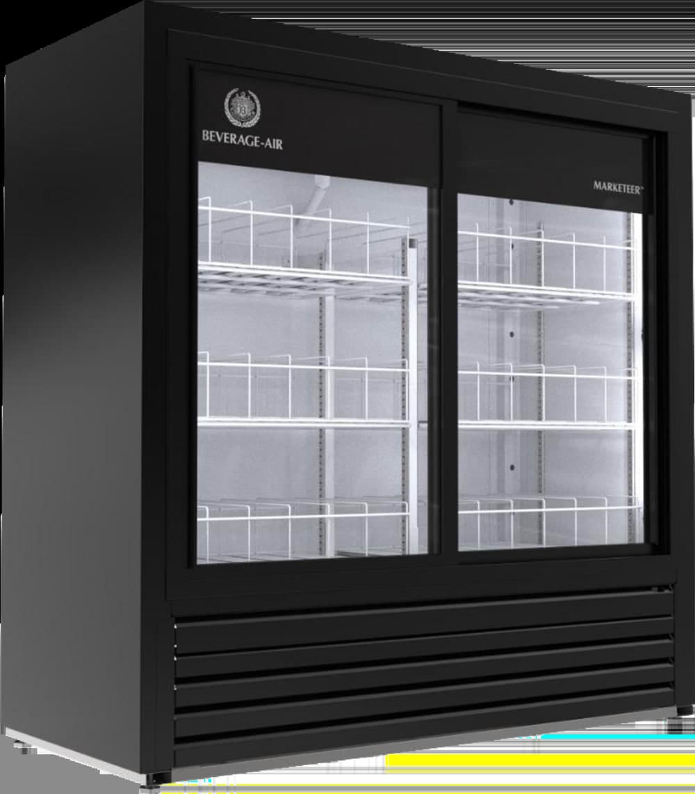 Beverage-Air MT41-48-1-SDB 47 1/4" MarketMax™ Two Section Glass Door Merchandiser - (2) Sliding Doors, Black, 115v