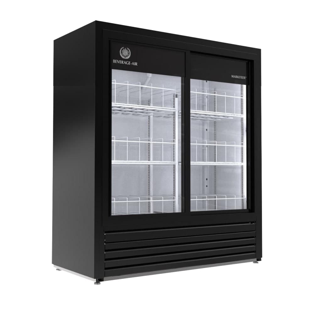 Beverage-Air MT41-54-1-SDB 47 1/4" MarketMax™ Two Section Glass Door Merchandiser - (2) Sliding Doors, Black, 115v