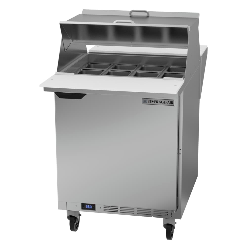 Beverage-Air SPE27HC-12M-B-DS 27" Hydrocarbon Series Mega Top Dual Sided Sandwich/Salad Prep Table w/ Refrigerated Base, 115v