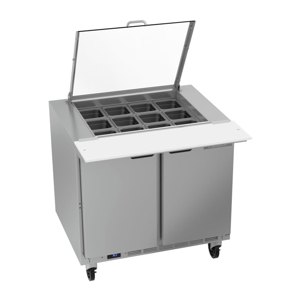 Beverage-Air SPE36HC-12M-CL 36" Hydrocarbon Series Mega Top Sandwich/Salad Prep Table w/ Refrigerated Base, 115v