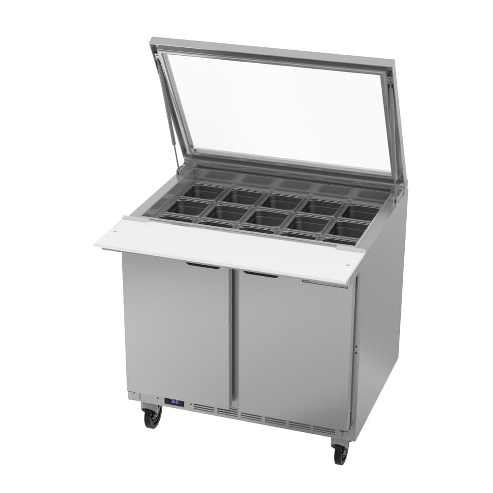Beverage-Air SPE36HC-15M-STL 36" Hydrocarbon Series Mega Top Sandwich/Salad Prep Table w/ Refrigerated Base, 115v